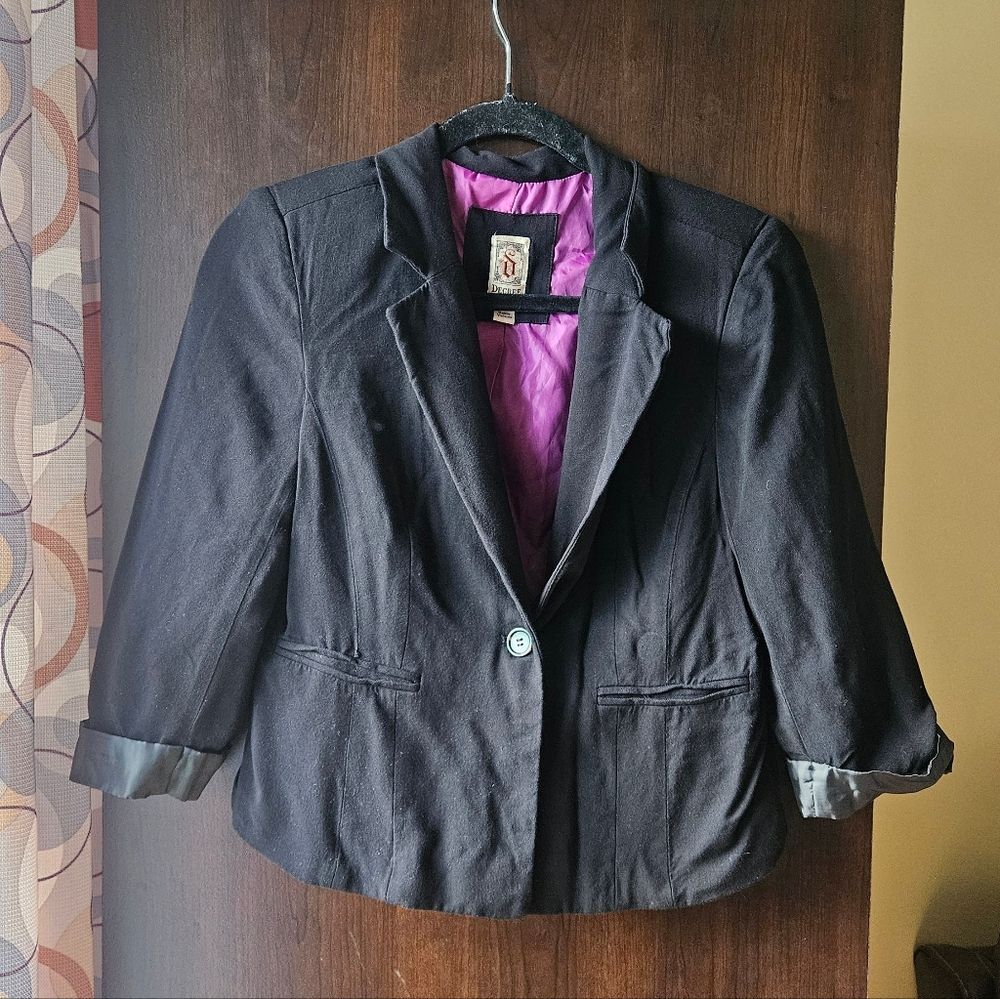 Decree Black Blazer with Purple Lining Size Large